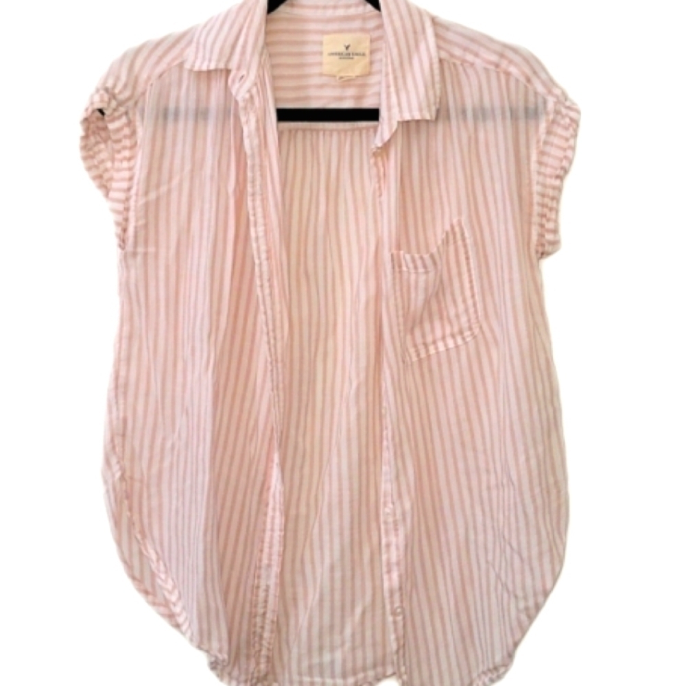 AEO American Eagle striped blouse rose XS